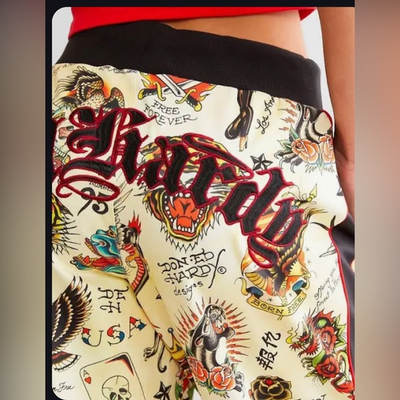 Ed Hardy Y2K throwback iconic Ed Hardy graphic print multi Track Pants size S - Picture 6 of 13